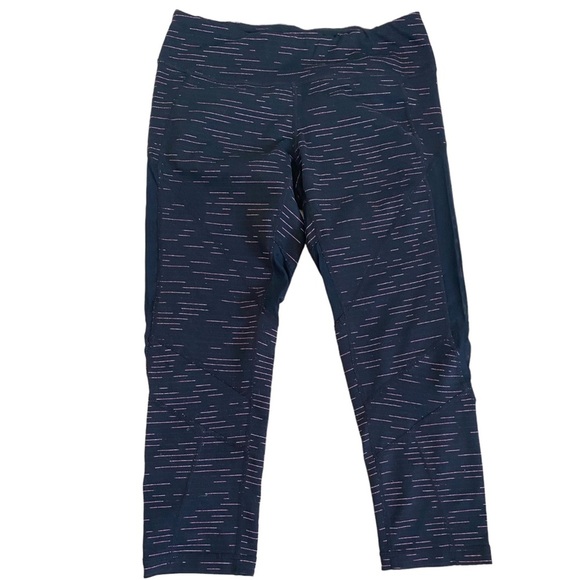 Zella live in pink cropped leggings mesh panels black horizontal stripes S small - Picture 1 of 9